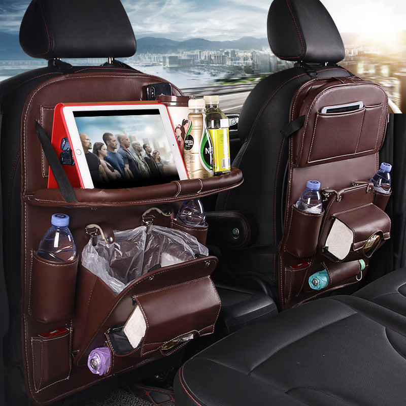 Luxury PU Leather Car Seat Organizer & Tray