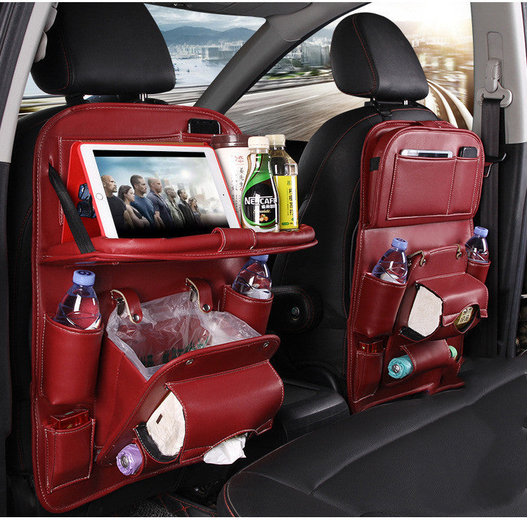Luxury PU Leather Car Seat Organizer & Tray
