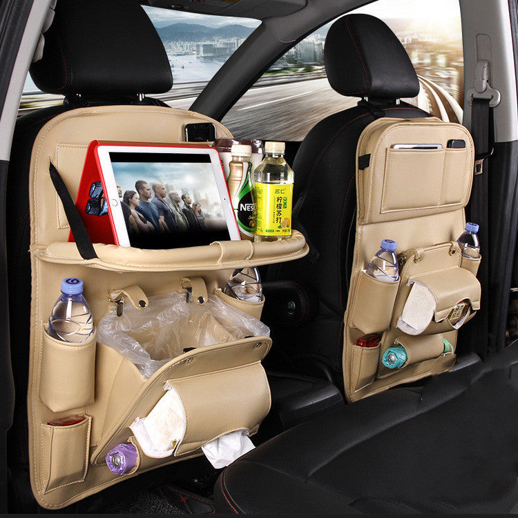 Luxury PU Leather Car Seat Organizer & Tray