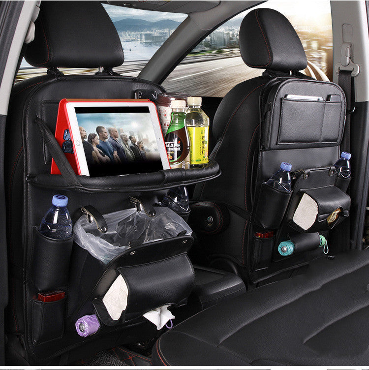 Luxury PU Leather Car Seat Organizer & Tray