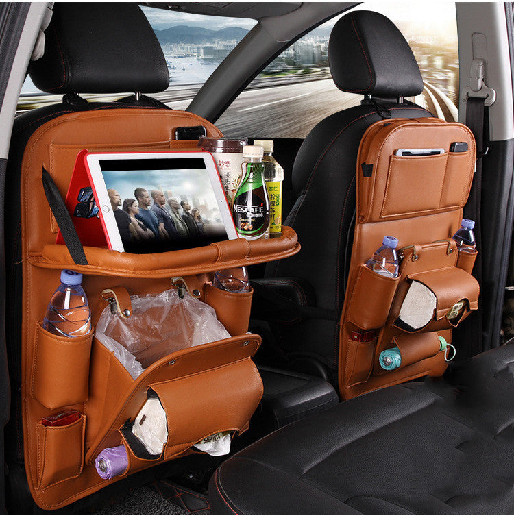 Luxury PU Leather Car Seat Organizer & Tray