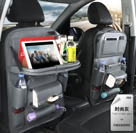 Luxury PU Leather Car Seat Organizer & Tray