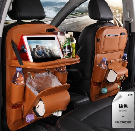 Luxury PU Leather Car Seat Organizer & Tray