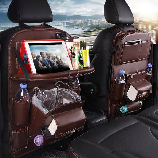 Luxury PU Leather Car Seat Organizer & Tray